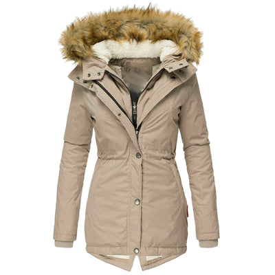 Chaqueta Slim Ajustada con Cuello de Pelaje Cálido y Cierre de Cremallera - Image 12