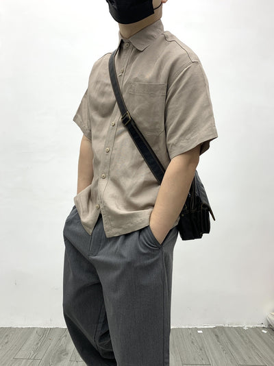 Camisa Retro Japonesa de Lino y Algodón de Manga Corta con Dobladillo Plano - Image 12
