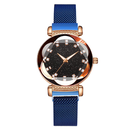 Reloj Digital Luminoso para Dama con Malla Milanesa y Diseño Diamond Starry Sky - Image 10