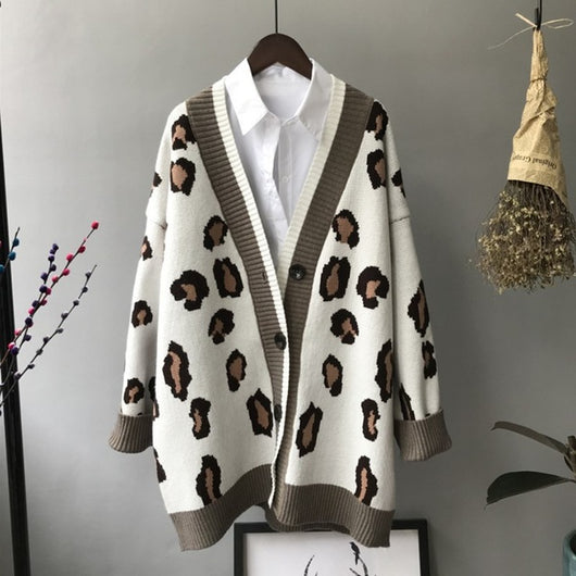 Suéter de Leopardo Tejido Grueso Versión Coreana para Mujer - Image 7