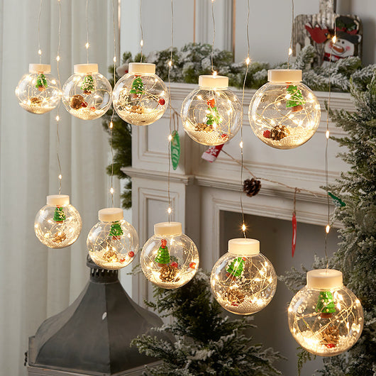Cortina de Luces LED Esferas Navideñas con Deseos - Image 8