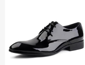 Zapatos de Novio Charol Negro Punta Aguda con Cordones - Image 12