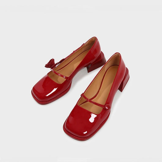 Zapatos Vintage de Charol con Punta Cuadrada y Tacón Bajo para Mujer - Image 7