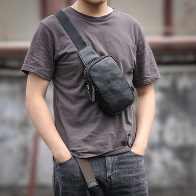 Bolsa de Pecho de Cuero para Hombre - Bandolera Casual - Image 10