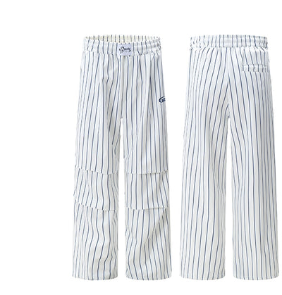 Pantalones Casuales Estilo Retro Americano a Rayas, Corte Recto y Pierna Ancha - Image 10