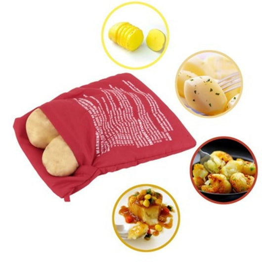 Bolsa Cocedora Roja Reutilizable para Papas al Microondas - Cocción Rápida - Image 2