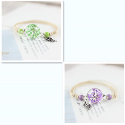 Pulsera Esfera de Cristal con Flores Secas - Diente de León y Estrellas - Image 24