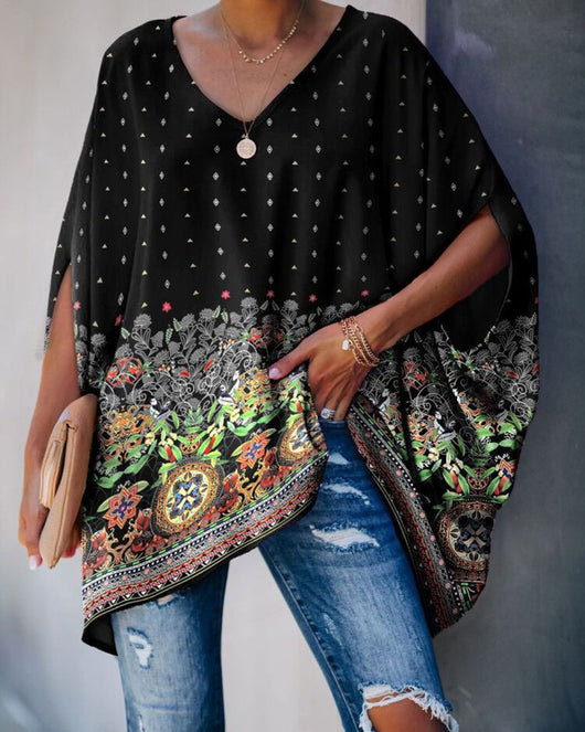 Camisa Casual con Estampado de Piel de Serpiente y Mangas Murciélago - Image 2