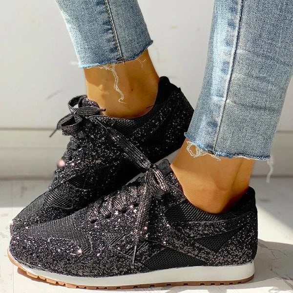 Zapatos Casuales con Cuña y Lentejuelas