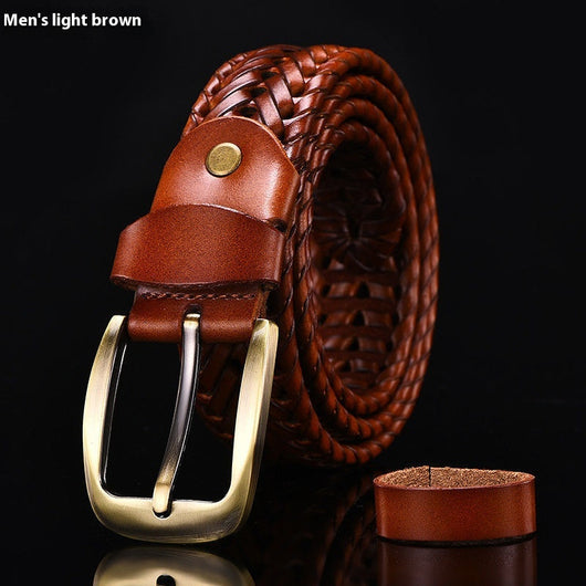 Cinturón de Cuero Artesanal para Parejas con Hebilla de Pasador Trendy - Image 6