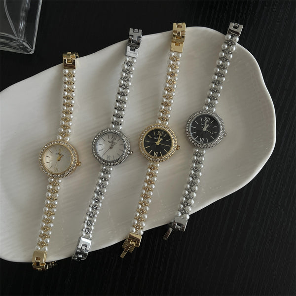 Reloj Pulsera de Perlas Estilo Clásico Elegante
