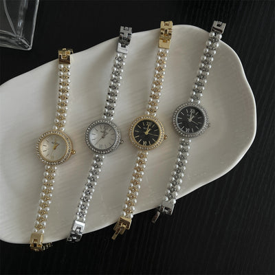 Reloj Pulsera de Perlas Estilo Clásico Elegante
