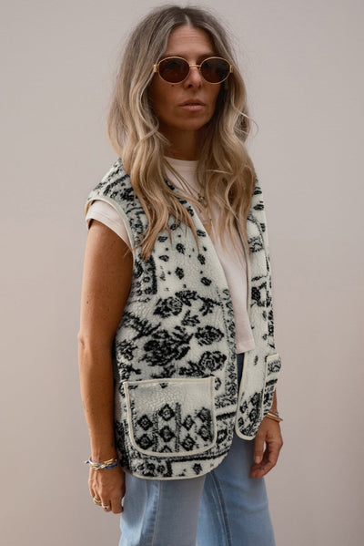 Chaqueta Camisola Western Estilo Paisley en Lana de Cordero Beige - Image 5