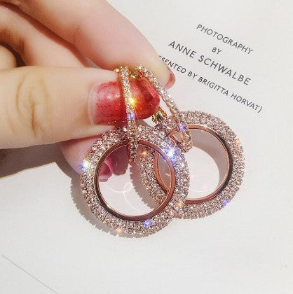 Aretes de Cristal con Inserto de Diamante Brillante