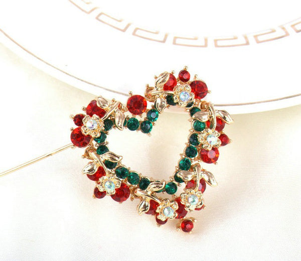 Broche Floral Diamante Amor Navideño
