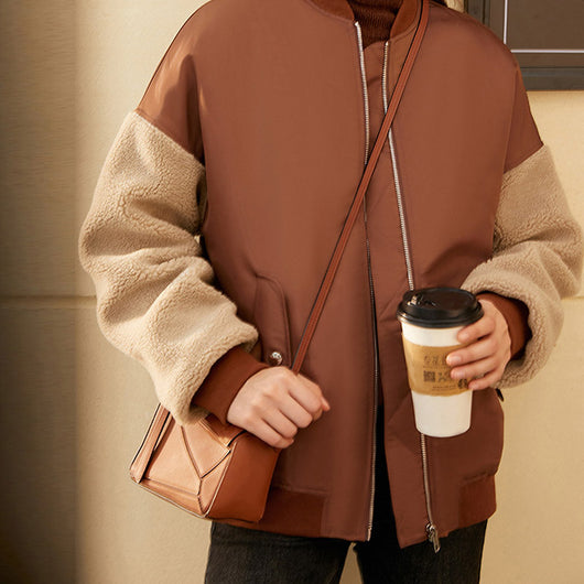 Chaqueta Acolchada Suelta Estilo Béisbol para Invierno