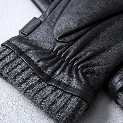Guantes de Cuero de Oveja para Conducir con Pantalla Táctil - Invierno y Otoño - Image 8