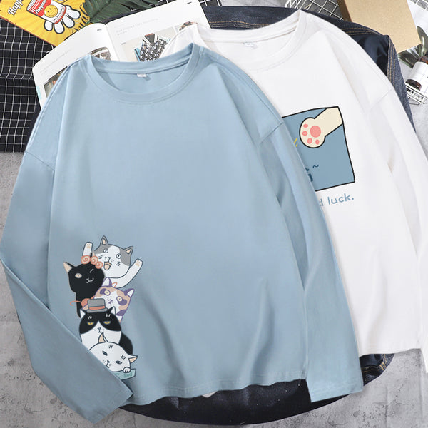 Camiseta de Algodón de Manga Larga para Mujer