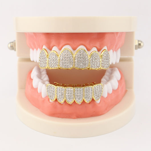 Grillz de Circón Micro-set Hip Hop Dorado - Image 6