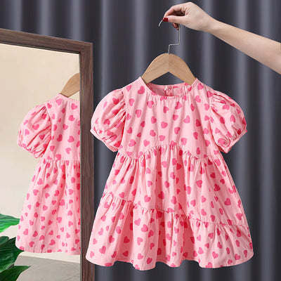 Vestido Floral de Princesa con Manga Corta para Niñas - Image 6