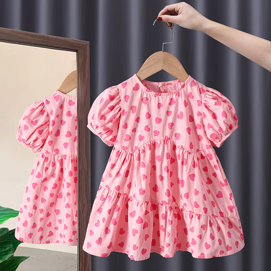 Vestido Floral de Princesa con Manga Corta para Niñas - Image 6