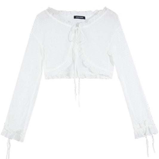 Conjunto Falda Plisada Cuadros Retro con Corpiño y Blusa Protección Solar Estilo Universitario