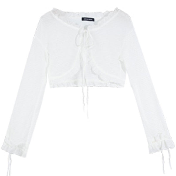 Conjunto Falda Plisada Cuadros Retro con Corpiño y Blusa Protección Solar Estilo Universitario