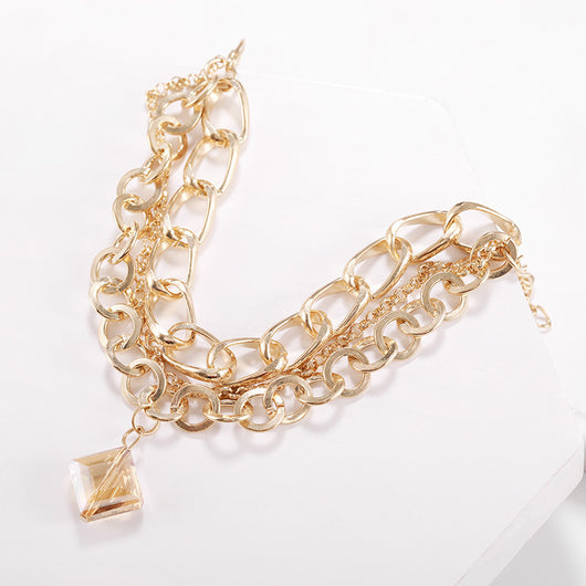 Collar Colgante de Cristal Diamante con Cadena Multicapa - Image 3