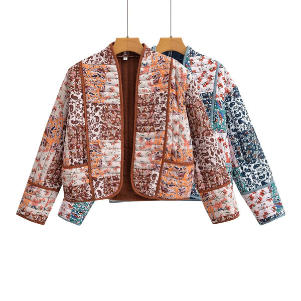 Abrigo Acolchado Suelto Estampado para Mujer - Comodidad y Estilo