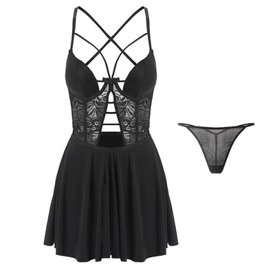 Camisón Sensual con Escote Profundo y Malla Transparente - Image 12