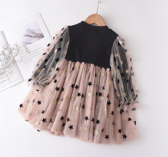 Vestido de Malla Manga Larga para Niñas - Colección Otoño