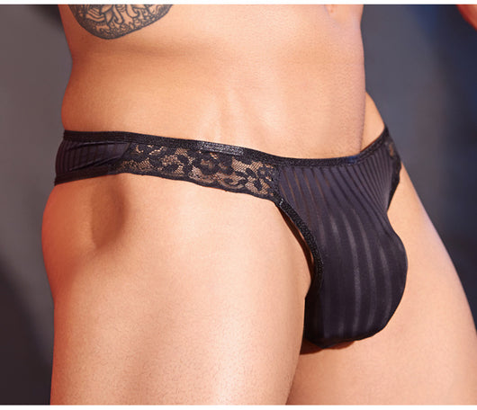 Tanga Masculino de Encaje Ligero a Rayas - Diseño Sensual - Image 12
