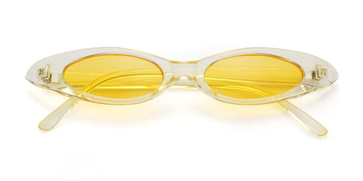 Clear frame cat eye sunglasses with bright yellow lenses, suitable for fashion wear and sun protection. - Image 50
