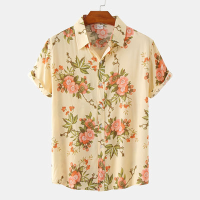 Camisa Estampada de Manga Corta para Hombre con Diseño Floral - Image 6