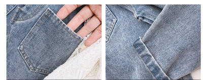 Conjunto Infantil: Overol Denim con Blusa de Encaje - Image 16