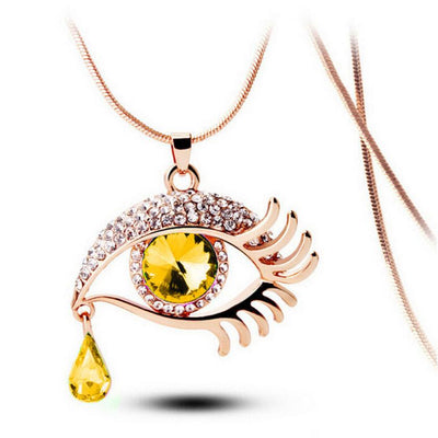 Collar Colgante de Cristal Lágrima con Detalle de Pestañas