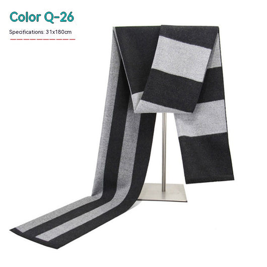 Bufanda de Invierno Rayada en Cashmira Artificial para Hombre - Image 26