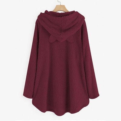 Suéter Reversible de Terciopelo con Capucha y Estampado de Gato - Image 3
