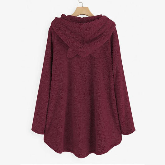 Suéter Reversible de Terciopelo con Capucha y Estampado de Gato - Image 3