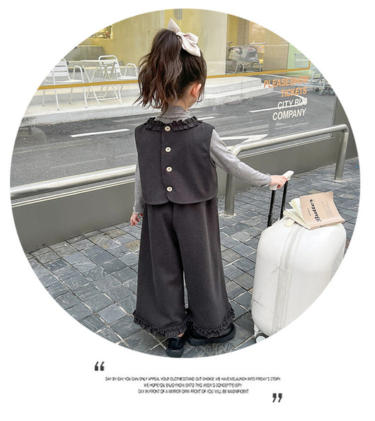 Conjunto de Tres Piezas: Chaleco Stringy Selvedge Fashionable para Niñas - Image 17