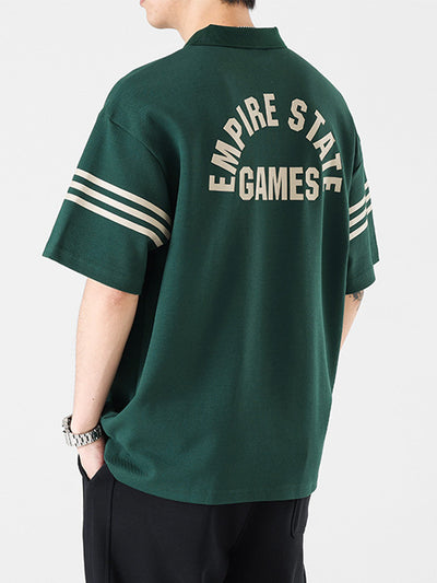 Playera Estampada con Letras y Rayas para Hombre - Estilo Personalidad - Image 12