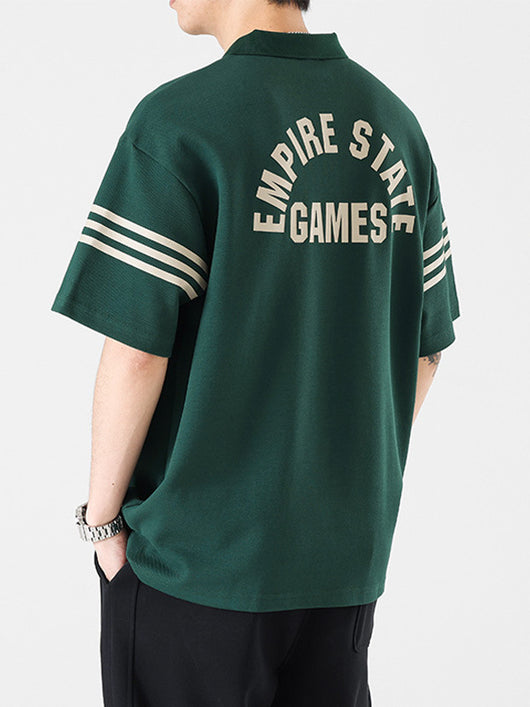 Playera Estampada con Letras y Rayas para Hombre - Estilo Personalidad - Image 12