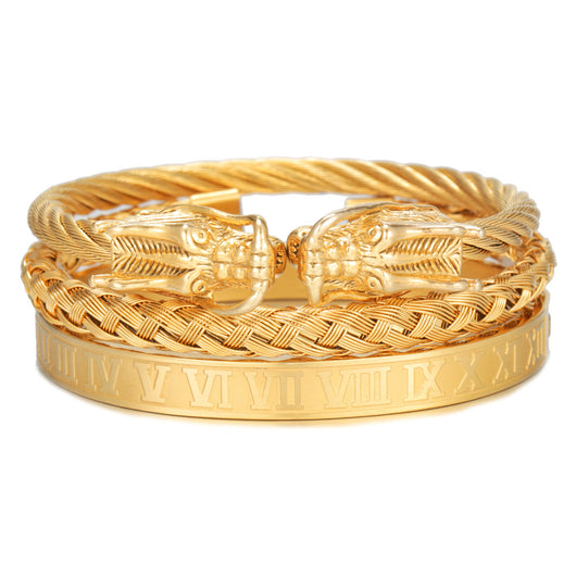 Pulsera de Acero Titanio Estilo Punk con Diseño Romano - Image 34
