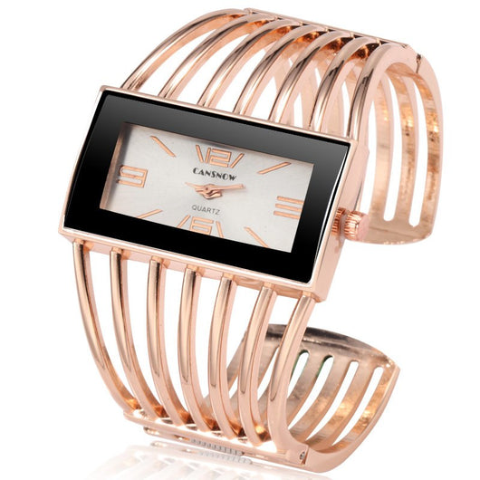 Reloj de Pulsera Lujo Mujer Oro Rosa - Pulsera Brazalete Elegante - Image 5