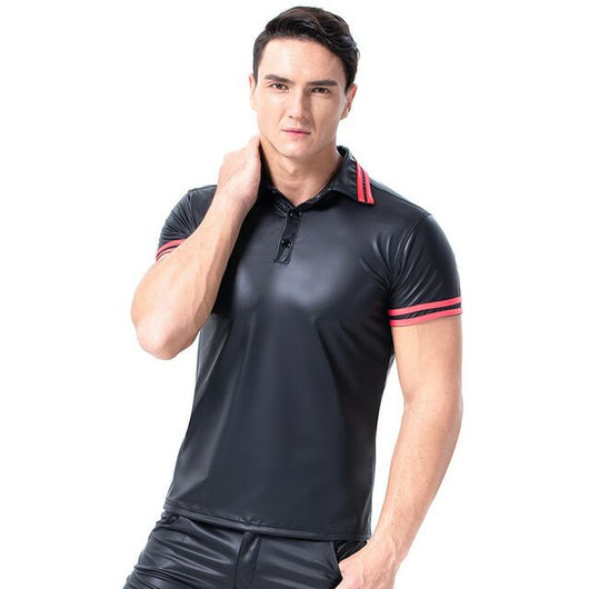 Playera de Cuero Ajustada Masculina Premium