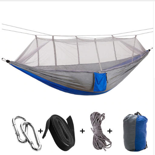 Hamaca Camping Doble con Red Antimosquitos - Paracaídas Portátil Verde Militar - Image 43