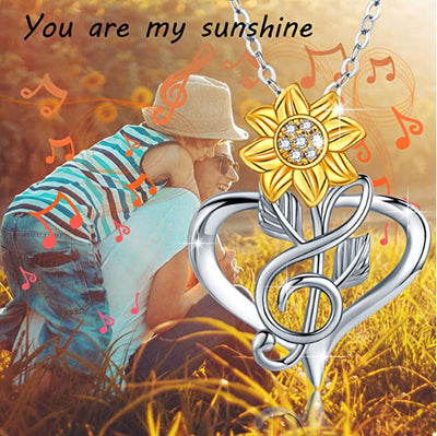 Collar Corazón con Colgante de Girasol - Image 3