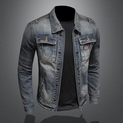 Chaqueta de Mezclilla Vintage Desgastada Estilo Clásico Europeo - Image 13