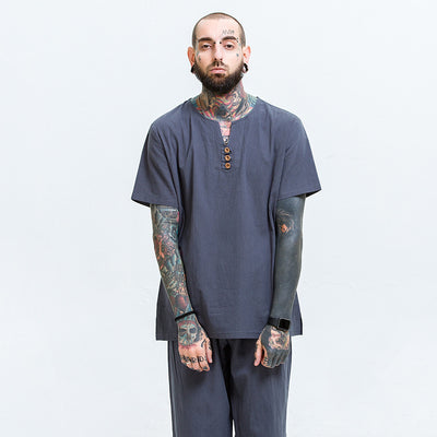 Camiseta Hombre Algodón y Lino Suelta - Image 12