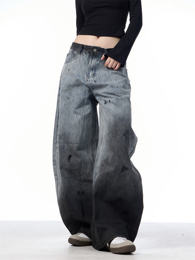 Pantalones Jeans Sueltos Efecto Desteñido con Tinta Splash - Image 16